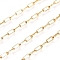 Soldered Brass Paperclip Chains, Flat Oval, Drawn Elongated Cable Chains, Long-Lasting Plated, Golden, 6x2.5x0.5mm