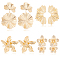 4 Pairs 4 Style Alloy Stud Earrings, Leaf and Flower Drop Earrings, Golden, 46~80x29~49.5mm, 1 Pair/style