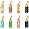 24Pcs 8 Colors Brass Micro Pave Cubic Zirconia Charms, Birthstone Charms, Long-Lasting Plated, with Jump Ring, Real 18K Gold Plated, Rectangle, Mixed Color, 10x3x3mm, Hole: 3mm, 3pcs/color