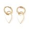 Brass Dangle Huggie Hoop Earrings, Long-Lasting Plated, Heart, Golden, 28.5mm, Pin: 1mm