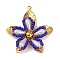 Plastic Pendants, 304 Stainless Steel Pendants, Mauve, Flower, 37x34.5x6.5mm, Hole: 1.6mm