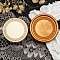 Flower Frame Brass Stamp Heads, for Wax Seal Stamp, Wedding Invitations Making, Golden, Round, 25x14mm, Inner Diameter: 7.5mm