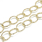 Aluminum Cable Chains, Textured, Unwelded, Oval, Light Gold, 24x19x2.3mm