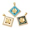 Rack Plating Brass Micro Pave Cubic Zirconia Pendants, Cadmium Free & Lead Free, Long-Lasting Plated, Real 18K Gold Plated, Rose/Flower
, Rhombus, 28.5x26.5x4.5mm, Hole: 4.5x3mm