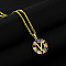 Brass Pave Colorful Cubic Zirconia Initial Ring Pendant Necklaces, 304 Stainless Steel Cable Chain Necklaces, Golden, Letter V, 17.72 inch(45cm)