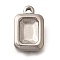 304 Stainless Steel Charms, Rectangle Charms, Anti-Tarnish, Stainless Steel Color, 14.5x9.5x3.5mm, Hole: 1.8mm