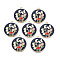 Alloy Enamel Pendants, Cadmium Free & Nickel Free & Lead Free, Light Gold, Flat Round with Tulip, Prussian Blue, 28x25x3mm, Hole: 1.8mm