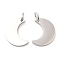 Non-Tarnish 304 Stainless Steel Pendants, with Jump Ring, Moon Charm, Stainless Steel Color, 15x11.5x1.4mm, Hole: 3.2mm