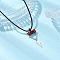 Cylinder Seed Beaded Evil Eye & Alloy Pyramid Cone Pendant Necklaces, Black Waxed Cotton Cord Necklaces, Platinum, Red, 17.64 inch(44.8cm)