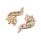 Brass Micro Pave Cubic Zirconia Links connectors, Fox, Colorful, Golden, 33.5x19x3mm, Hole: 1.2mm