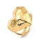304 Stainless Steel Open Cuff Rings, Hammered Heart, Real 18K Gold Plated, Inner Diameter: 17mm