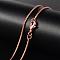 Brass Necklaces, Round Snake Chain, with Lobster Clasp, Rose Gold, 17.52 inch, 1.2mm