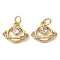 Brass Pave Clear Cubic Zirconia Charms, Planet Charms, with Jump Ring, Rack Plating, Long-Lasting Plated, Lead Free & Cadmium Free, Real 18K Gold Plated, 11x13.5x3.5mm, Hole: 3.5mm