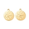 304 Stainless Steel Pendant Rhinestone Settings, Flat Round with Sun, Real 18K Gold Plated, Fit for 3mm Rhinestone, 21x18.5x2mm, Hole: 1.8mm