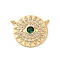 Brass Micro Pave Cubic Zirconia Pendants, Cadmium Free & Lead Free, Round with Evil Eye Charms, Real 16K Gold Plated, Clear, 17.5x21x2.5mm, Hole: 1.4mm