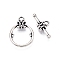 Jewelry Clasps, 925 Sterling Silver Ring Toggle Clasps, Ring, Antique Silver, Ring: 15x11x2.5mm, Hole: 1.4mm, Bar: 6mmm wide, 14mm long, 2.5mm thick, hole: 1.4mm