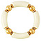 Fashionable Women's Chunky Curved Acrylic Tube Beads Stretch Bracelets, Light Goldenrod Yellow