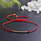 Handmade Glass Seed Beads Braided Bead Bracelets, Adjustable Fiber Cord Braided Bracelets for Women, Column, Red