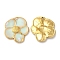304 Stainless Steel Enamel Pendants, Real 18K Gold Plated, Flower Charm, Light Cyan, 20.5x18x2.5mm, Hole: 1.2mm