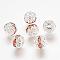 Brass Rhinestone Beads, Grade A, Silver Color Plated, Round, Light Peach, 8mm, Hole: 1mm