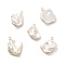 Baroque Shell Pearl Pendants, Nuggets Charms, with Brass Loops, Light Gold, 21~26x16~21x7~12mm, Hole: 1.8mm