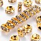 Brass Rhinestone Spacer Beads, Cadmium Free & Lead Free, for Jewelry Craft Making Findings, Grade A, Straight Flange, Golden Metal Color, Rondelle, Crystal, 6x3mm, Hole: 1mm