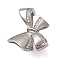 Brass Micro Pave Cubic Zirconia Pendant Bails, Bowknot, Cadmium Free & Lead Free, Rack Plating, Long-Lasting Plated, Platinum, 19x24x9.5mm
