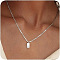 304 Stainless Steel Box Chain Necklaces, 201 Stainless Steel Rectangle Initial Pendant Necklaces for Women, Stainless Steel Color, Letter G, 15.75 inch(40cm)