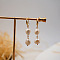 Vintage Style Freshwater Pearl Dangle Earrings, Classic Autumn Winter Long Accessories, Golden, White,