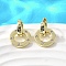 Flat Round Brass Micro Pave Cubic Zirconia Hoop Earrings, Rack Plating, Lasting Plated, Cadmium Free & Lead Free, Real 18K Gold Plated, Clear, 18x12mm