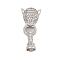 Brass Micro Pave Clear Cubic Zirconia Fold Over Clasps, Cadmium Free & Nickel Free & Lead Free, Leopard, Platinum, 25mm