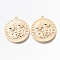 Brass Micro Pave Clear Cubic Zirconia Pendants, Nickel Free, Flat Round with Flower, Real 18K Gold Plated, 25x23x3mm, Hole: 1.2mm
