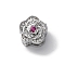 Brass Beads, Cadmium Free & Nickel Free & Lead Free, Flower, with Cubic Zirconia, Real Platinum Plated, 11.5x10.5x10mm, Hole: 4.5mm