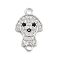 Brass Pave Clear & Black Cubic Zirconia Pet Puppy Connector Charms, Cadmium Free & Nickel Free & Lead Free, Dog Charms, Platinum, 14.5x8.5x1.5mm, Hole: 1.4mm