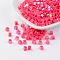 Eco-Friendly Poly Styrene Acrylic Beads, AB color, Cube, Deep Pink, 4x4mm, Hole: 1mm, about 8000pcs/500g