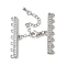 Brass Clear Cubic Zirconia Chain Extender, Rack Plating, Long-Lasting Plated, Lead Free & Cadmium Free, Rectangle, Platinum, 69mm, Hole: 1.2mm