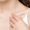 Heart Alloy with Crystal Rhinestone Cuff Couple Rings, Platinum, Inner Diameter: Adjustable