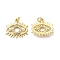 Brass Micro Pave Cubic Zirconia Pendants, Cadmium Free & Nickel Free & Lead Free, with Jump Ring, Eye Charms, Golden, 19.5x20x3.5mm, Hole: 3.3mm