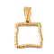 PVD Vacuum Plating 304 Stainless Steel Pendants, Long-Lasting Plated, Textured, Square Charm, Golden, 17x15.5x1.5mm, Hole: 7x2.8mm