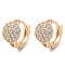Rack Plating Brass Micro Pave Clear Cubic Zirconia Hoop Earrings for Women, Flat Round, Light Gold, 12.5x10mm
