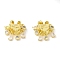 Brass Micro Pave Clear Cubic Zirconia Cuff Earrings for Women, Real 18K Gold Plated, 21.5x18.5mm