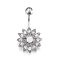 Piercing Jewelry, Brass Cubic Zirciona Navel Ring, Belly Rings, with 304 Stainless Steel Bar & Synthetic Opal, Platinum, 26.5x16mm, Bar: 15 Gauge(1.5mm), Bar Length: 3/8