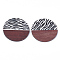 Printed Resin & Wood Pendants, Flat Round, Creamy White, 49x2.5~3.5mm, Hole: 2mm
