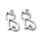 Non-Tarnish 304 Stainless Steel Charms, Laser Cut, Cat Charm, Stainless Steel Color, 13.5x10.5x1mm, Hole: 1.4mm
