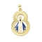 Brass Enamel Pendants, Our Lady of Aparecida Charm, Lead Free & Cadmium Free, Long-Lasting Plated, Rack Plating, Real 18K Gold Plated, Religious Theme, Blue, 30x20x2.5mm, Hole: 5x3.5mm
