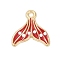 Alloy Enamel Pendants, Fishtail Charm, Golden, Red, 15x14.5x2mm, Hole: 1.5mm