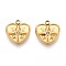 304 Stainless Steel Charms, with Rhinestone, Heart, Star, Real 14K Gold Plated, 13x12x2.5mm, Hole: 1.5mm