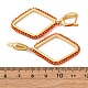 Серьги-кольца из латуни с кубическим цирконием и ромбами EJEW-L303-02G-6
