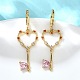 Серьги-кольца из латуни в форме сердца EJEW-Z086-18G-1