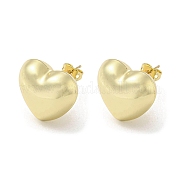 Серьги-гвоздики из латуни с покрытием в форме сердца EJEW-F331-30G